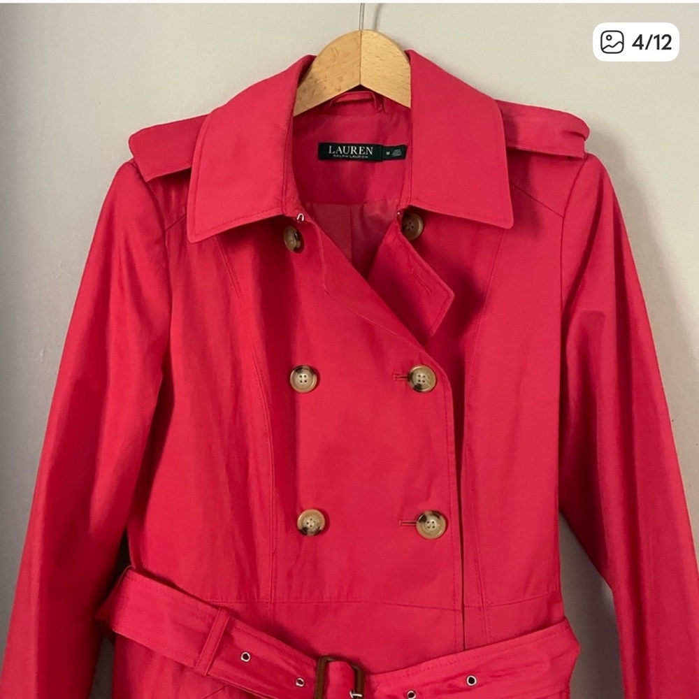 Ralph Lauren Fuchsia Belted Trench Coat